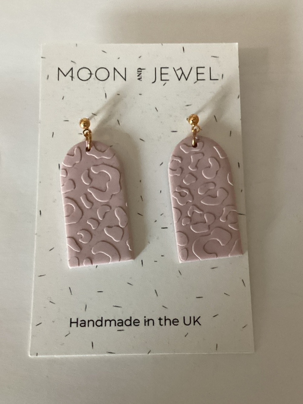 Pink Leopard-Texture Arch Drop Earrings
